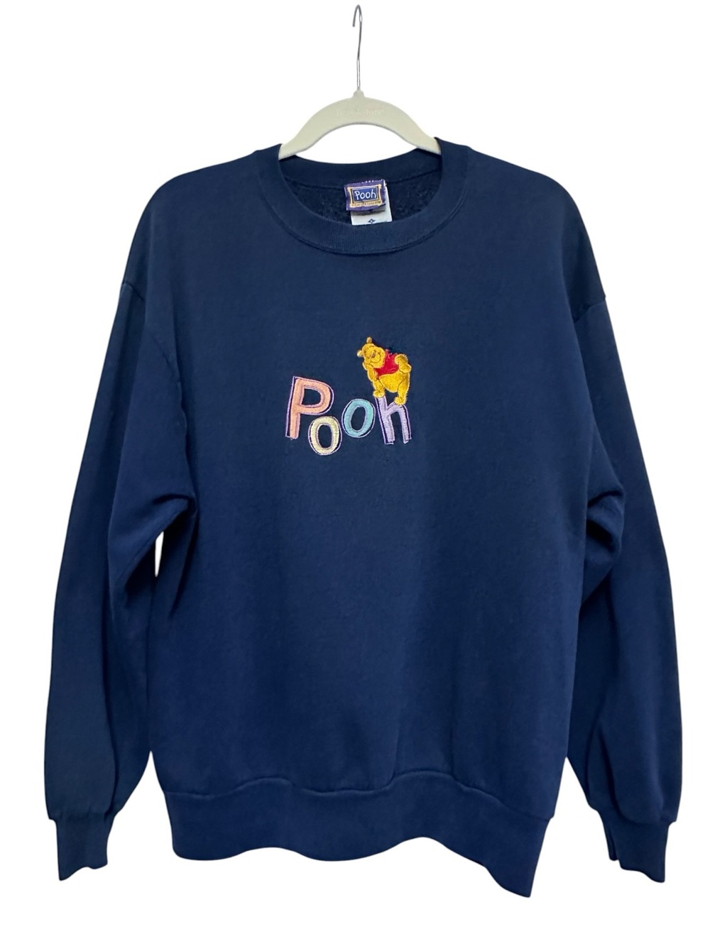 Vintage Disney Winnie the Pooh Embroidered Crewneck Sweatshirt Navy Size Large